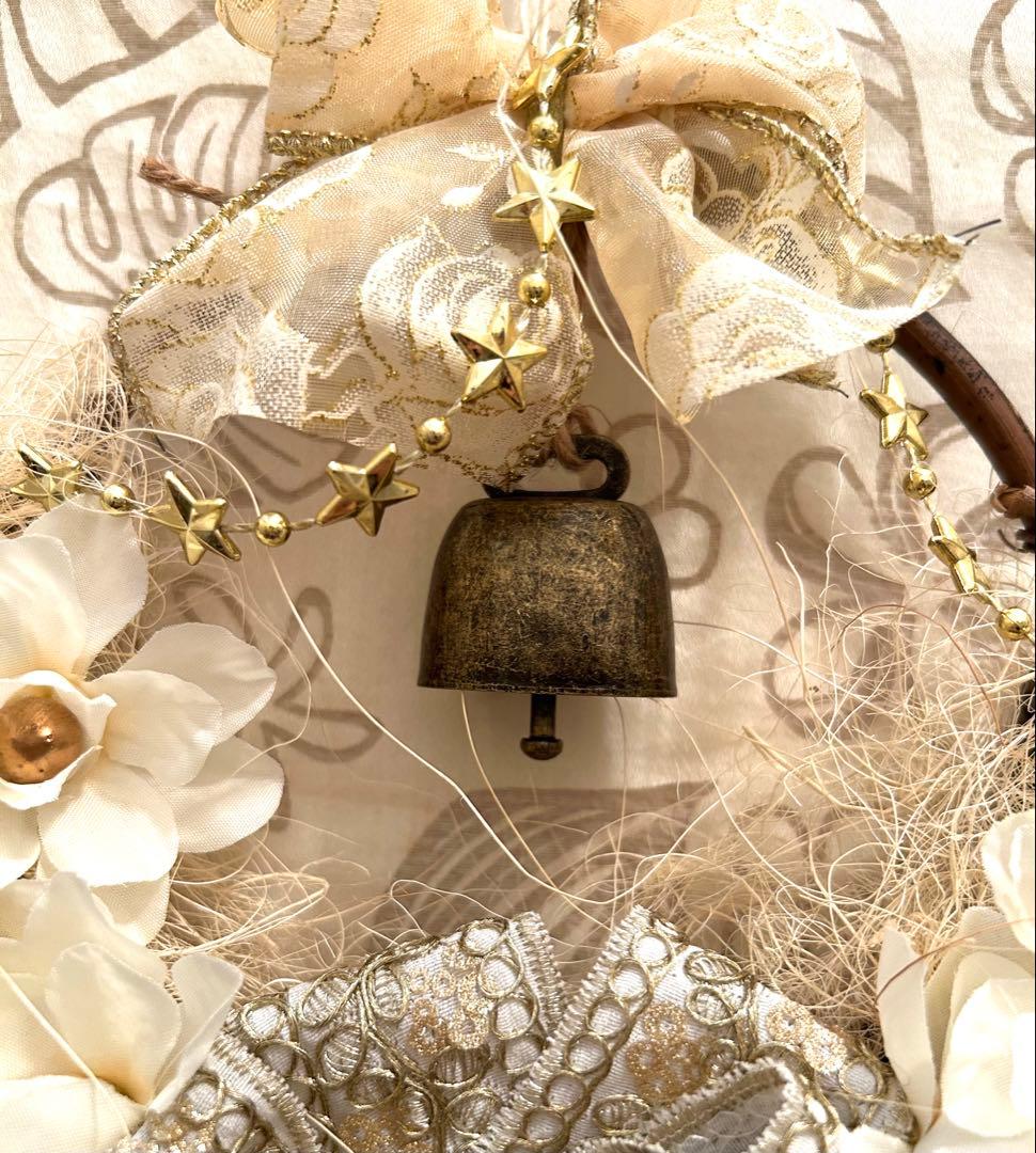 «826»◤完売◢クリスマスリース★2025★ゴールド刺繍リボン*ベル