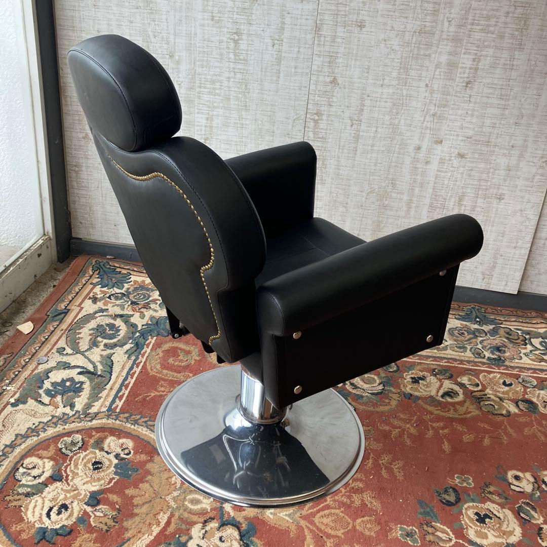 美容室 理容室 リベット打ちサロンチェア アームチェア 椅子 ブラック レトロ