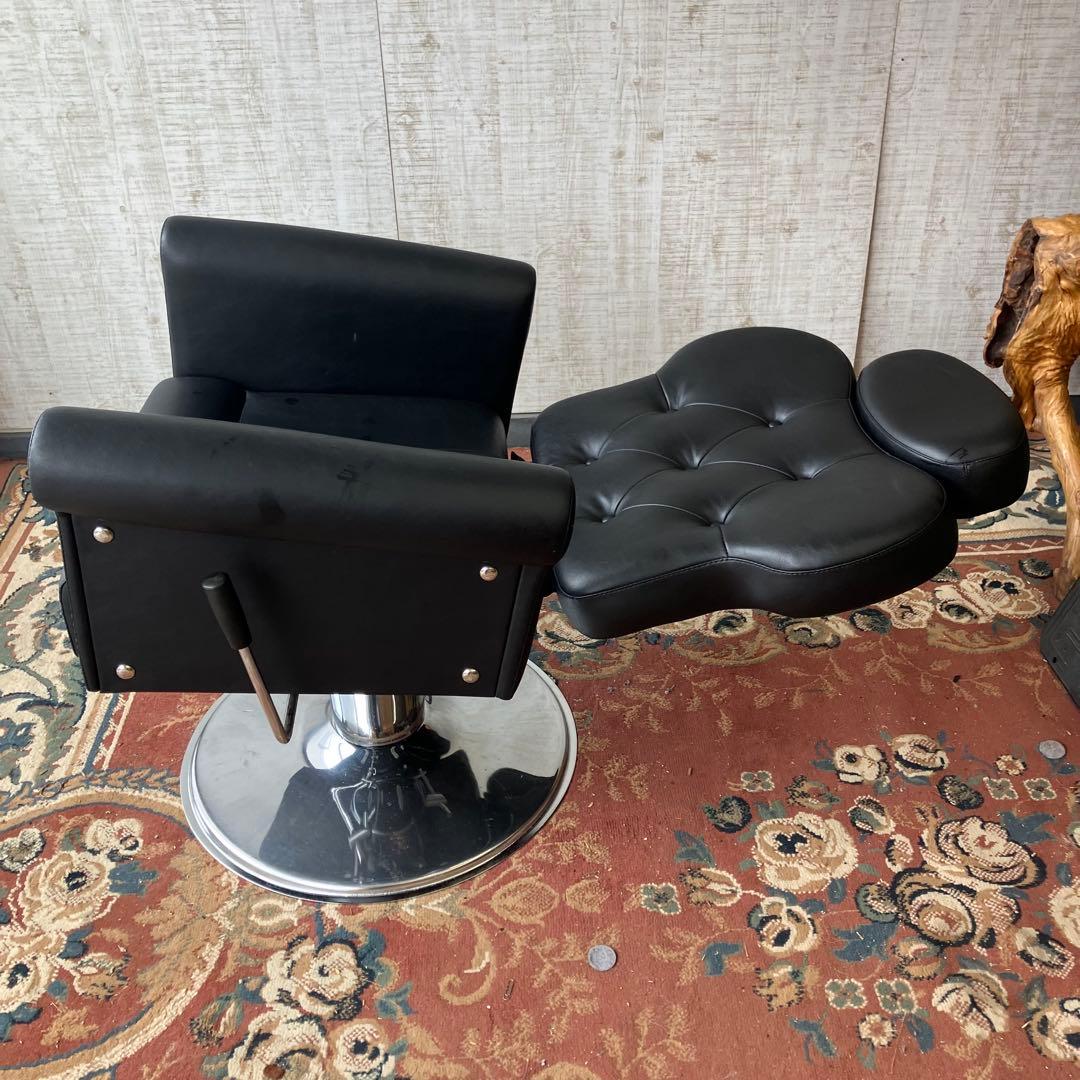 美容室 理容室 リベット打ちサロンチェア アームチェア 椅子 ブラック レトロ