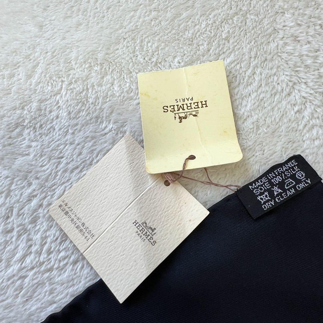 タグ付未使用　エルメス HERMES カレ90 スカーフ 24フォーブル　黒