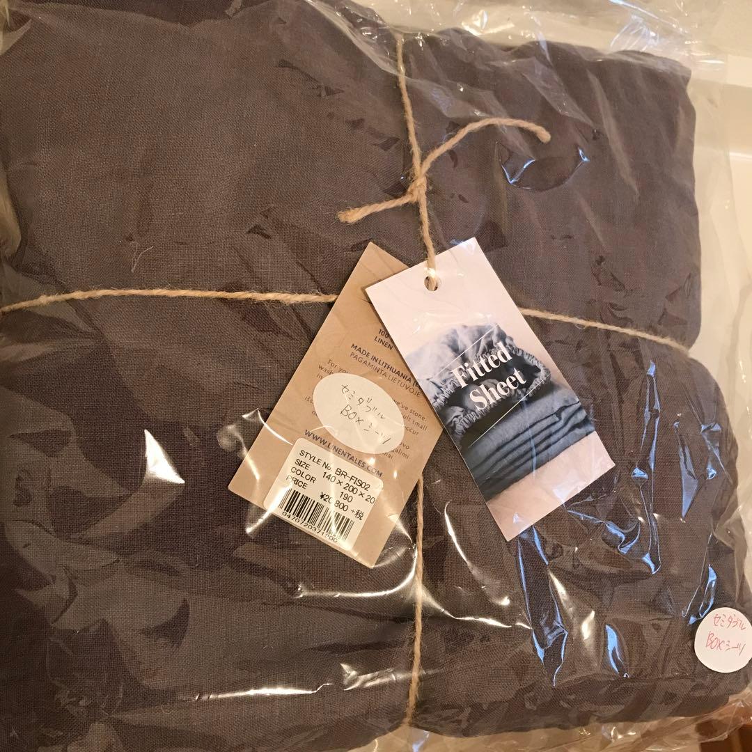【新品】LINEN TALESリネンBOXシーツ　セミダブルシーツ　グレー