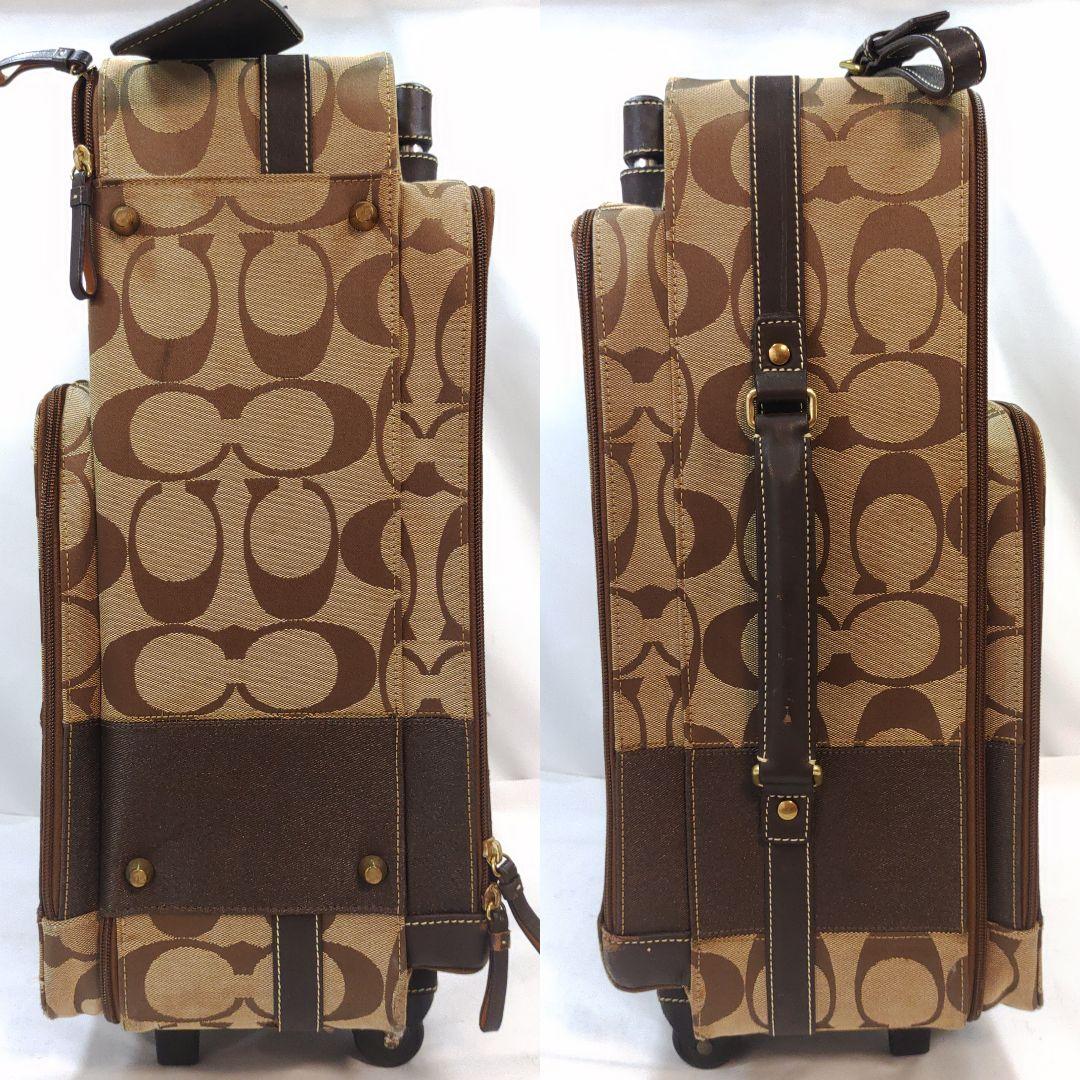 コーチ キャリーケース 旅行鞄 キャンバス×レザー シグネチャー
