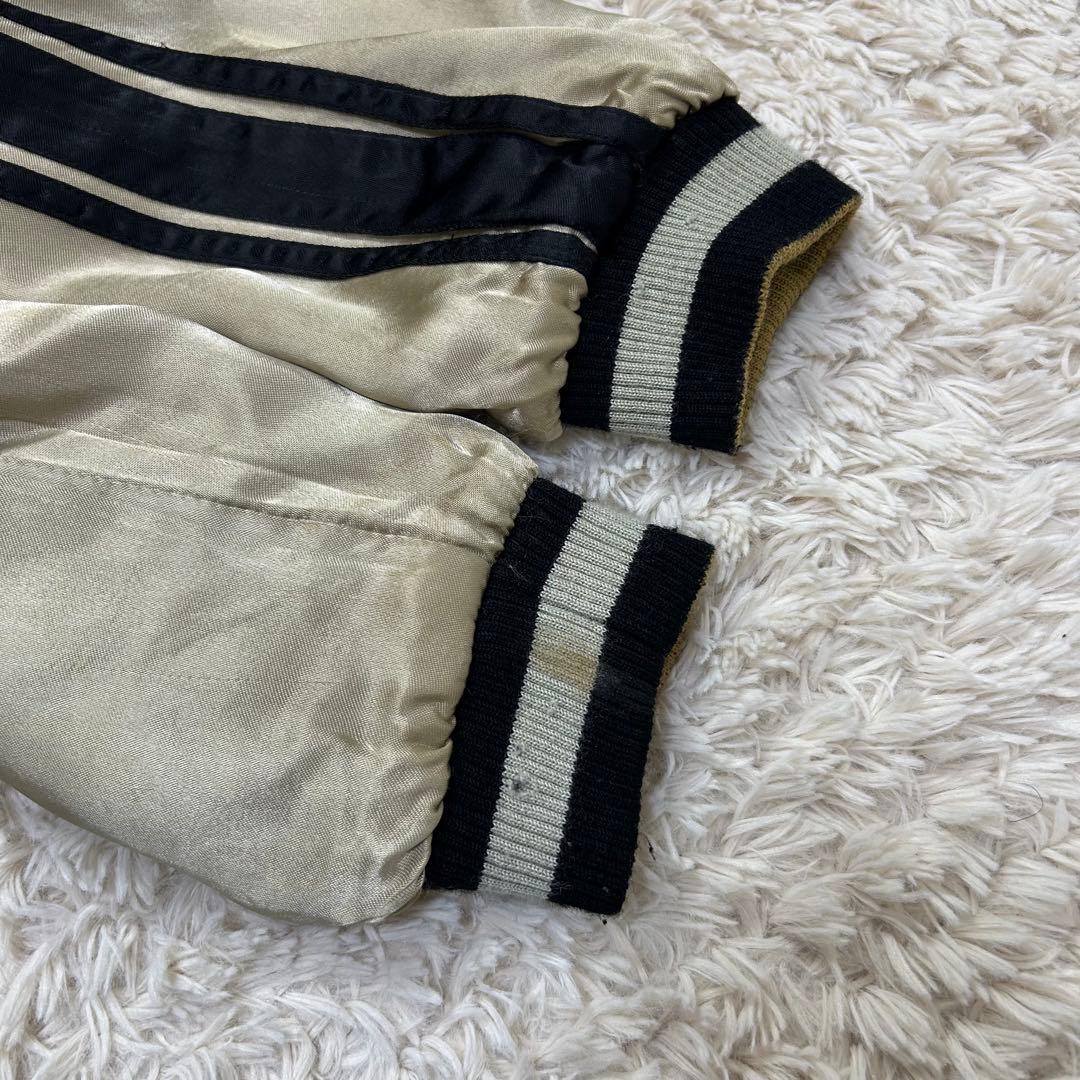 【黄金】花旅楽団 リバーシブル スカジャン 桜 がしゃ髑髏 金 黒 ドクロ 刺繍