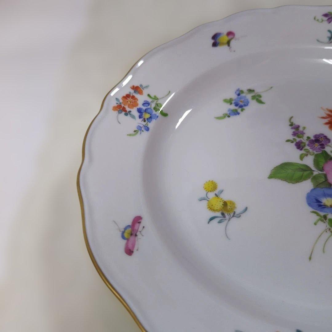 未使用品 Meissen マイセン 花のブーケと昆虫 プレート2枚