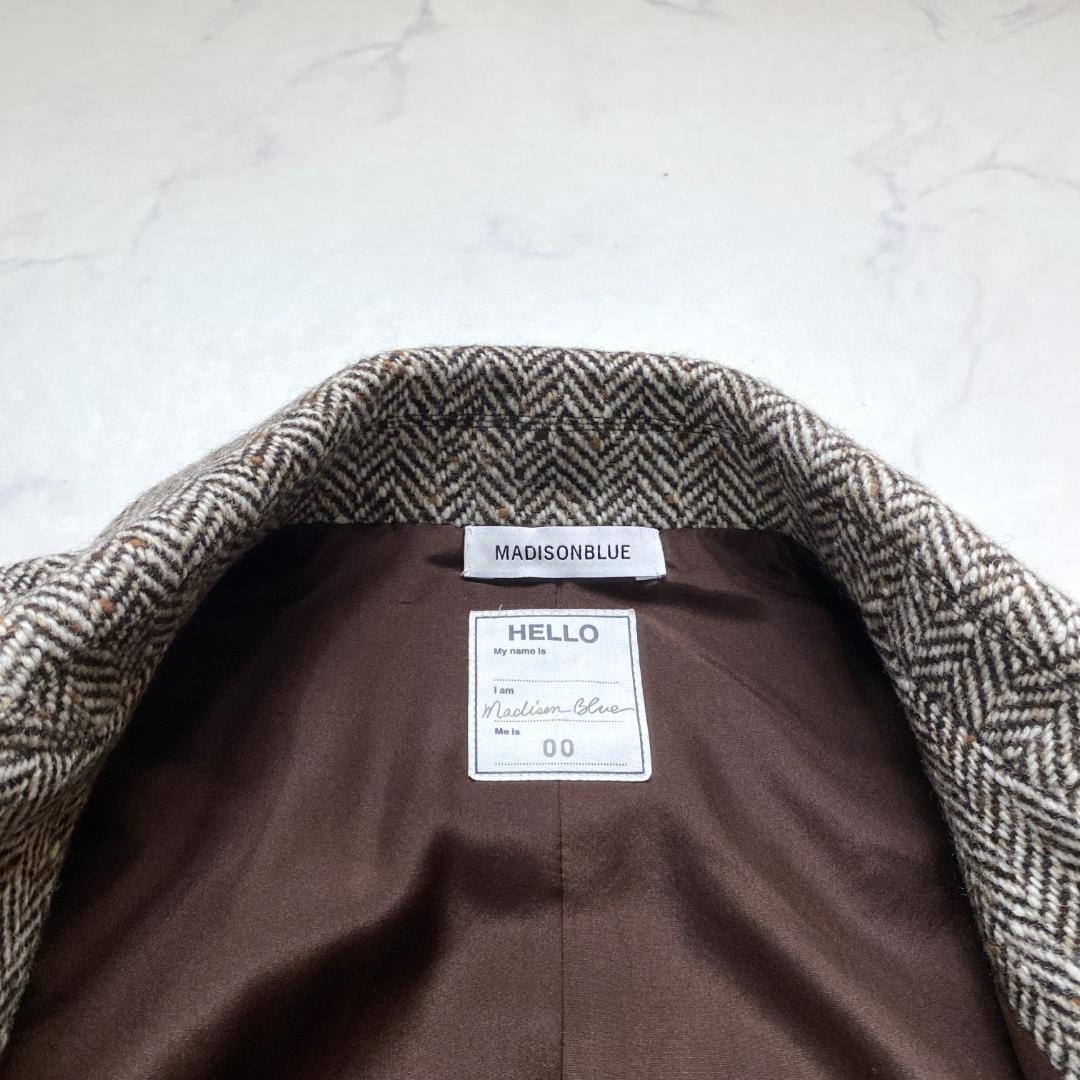 美品✨マディソンブルー ヘリンボーン ツイード生地 ガウンコート 00