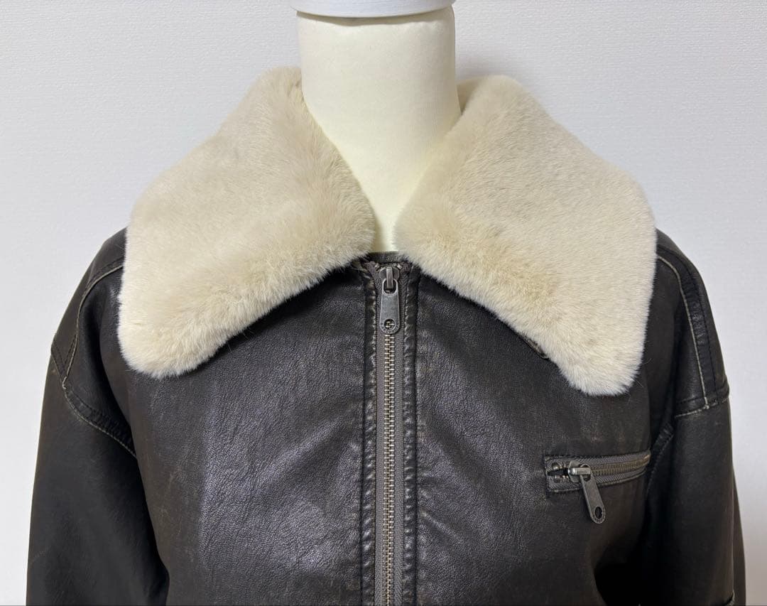 SLY ヴィンテージ フェイクレザー ショートブルゾン