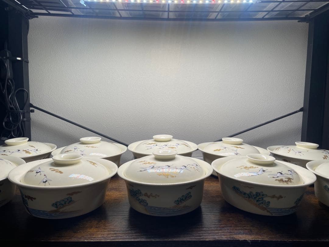 煮物椀　椀　蓋付　山水手抓蓋碗　蓋碗　10客