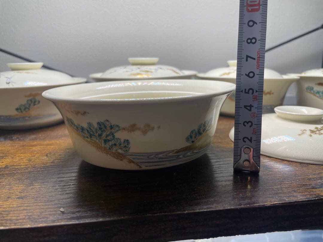 煮物椀　椀　蓋付　山水手抓蓋碗　蓋碗　10客