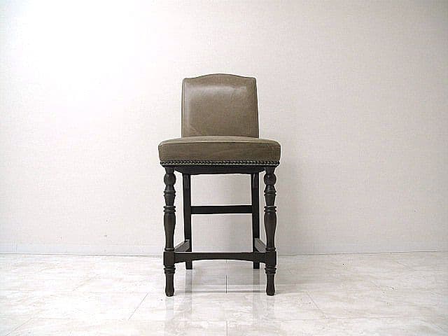 サラグレース購入 英国クラシック様式本革張りハイチェア 　カウンターチェア