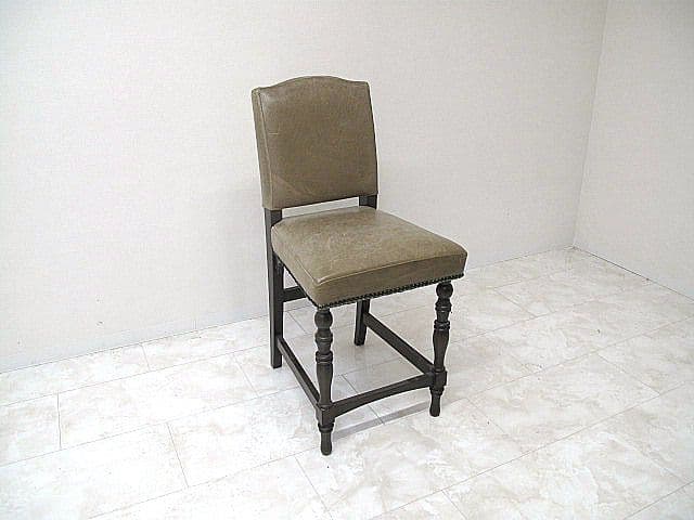 サラグレース購入 英国クラシック様式本革張りハイチェア 　カウンターチェア