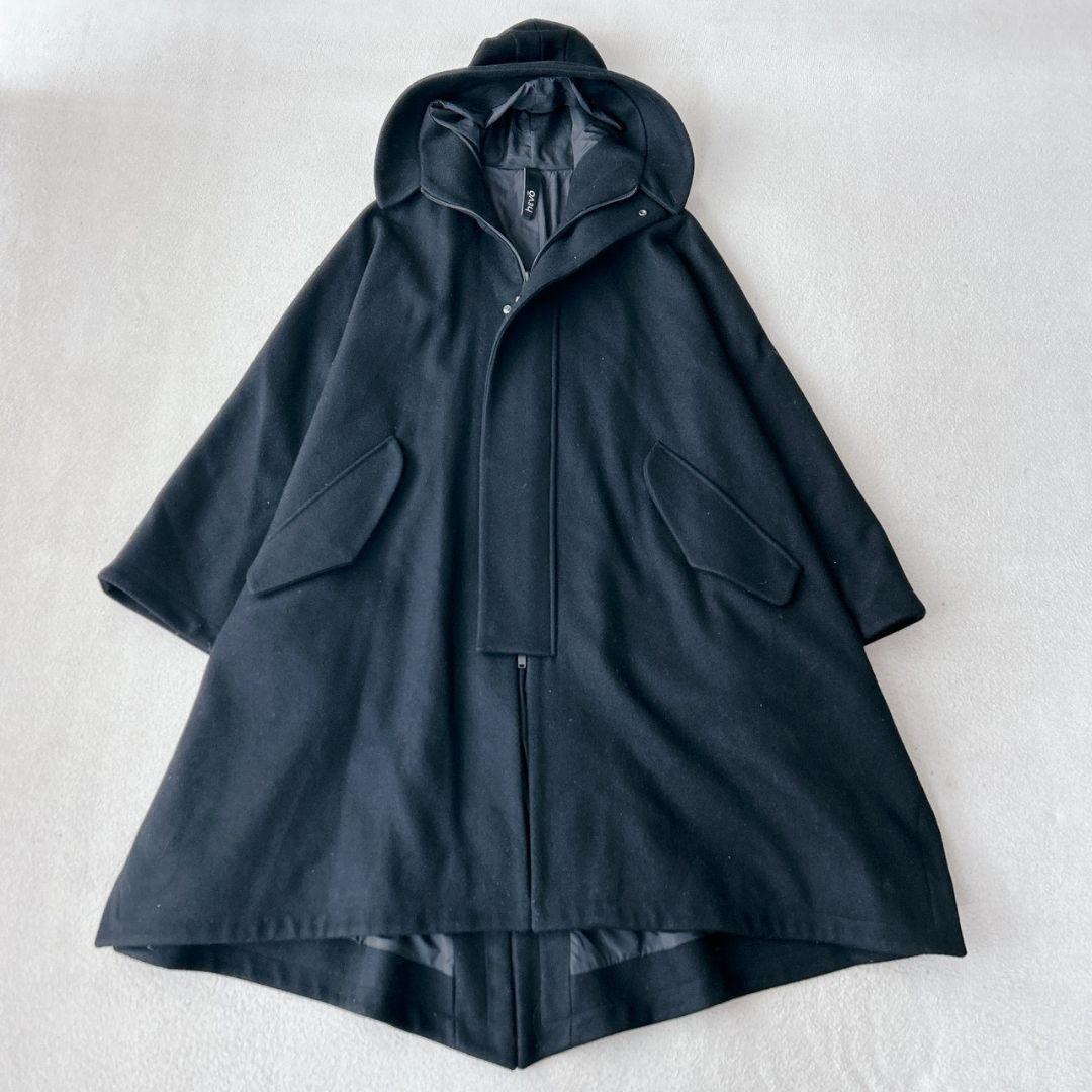 超稀少 HEVO イーヴォ マントコート ウール チェスター ブラック黒 2XL