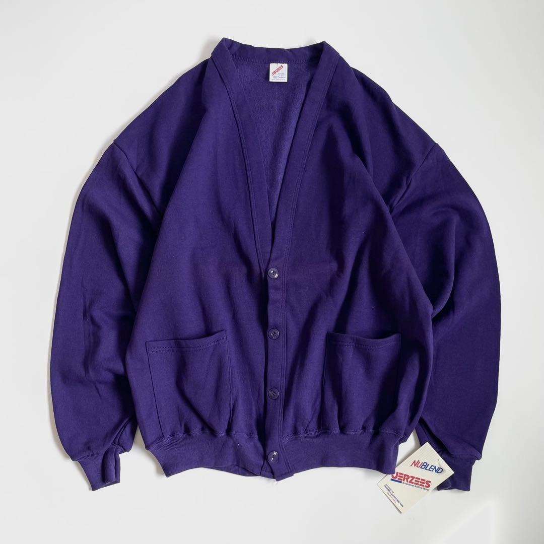 80s デッドストック USA製 Jerzees 無地スウェット カーディガン