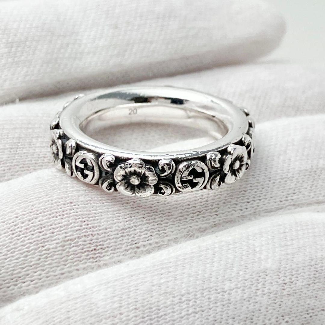 グッチ GUCCI 925 フラワーモチーフ リング 指輪 シルバー D22
