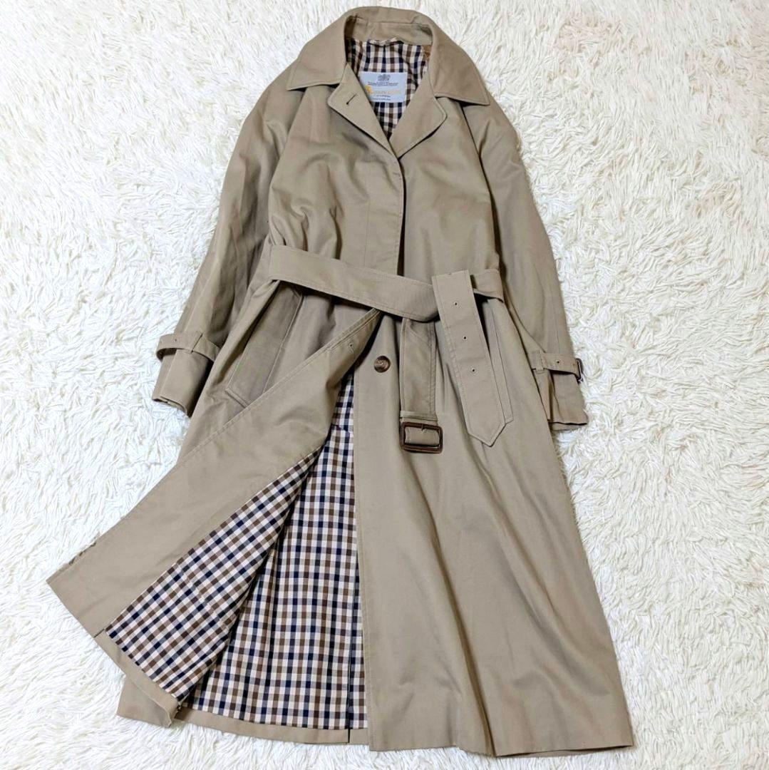 アクアスキュータム ヴィンテージ イギリス製 クラブチェック トレンチコート M
