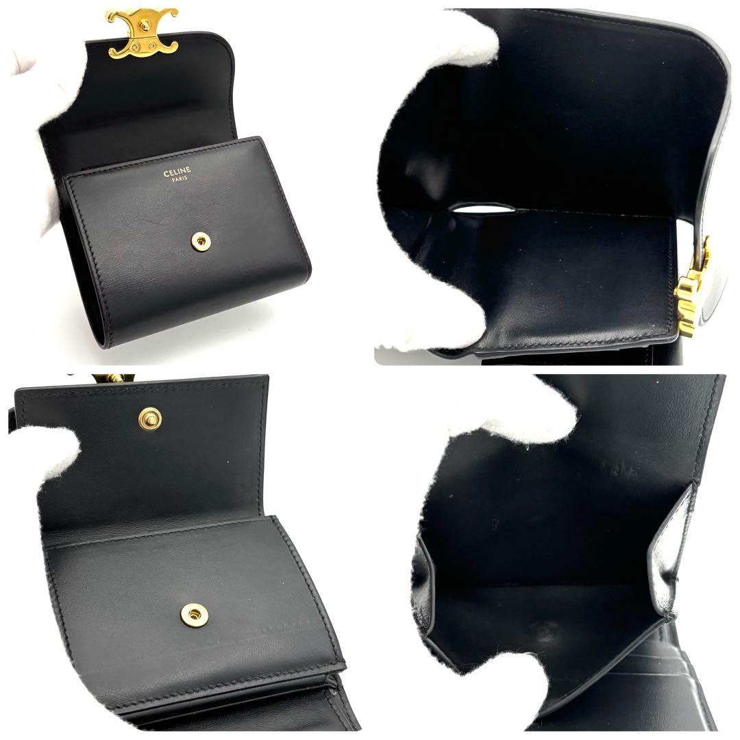 ⭐️箱付美品⭐️セリーヌ 折り財布 ブラック 黒 スモールフラップウォレット レザー