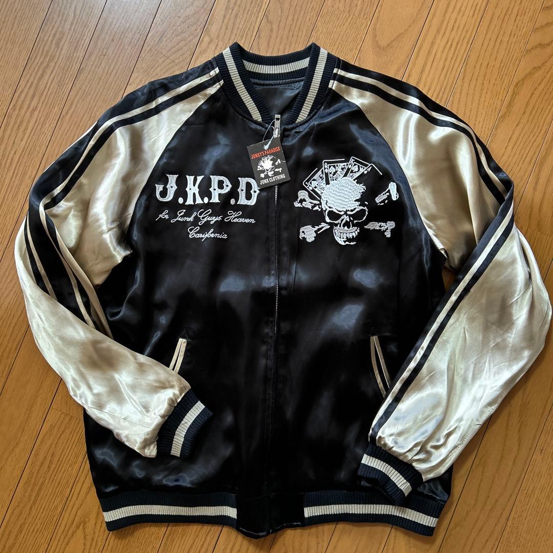 【新品】リバーシブル　スカジャン　骸骨トランプ