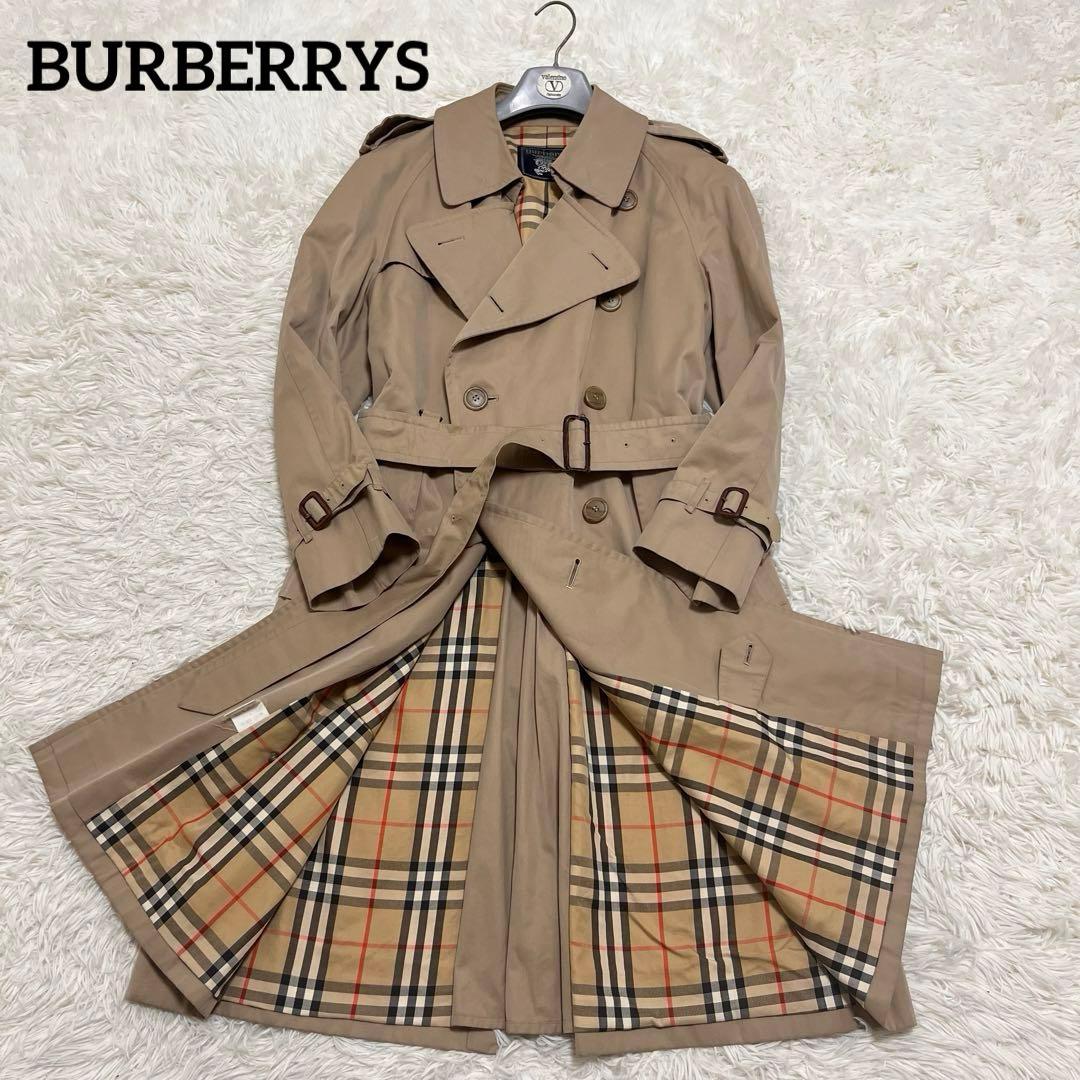 【美品】バーバリー　トレンチコート　ロング　ノバチェック　ベルト　ハニーベージュ