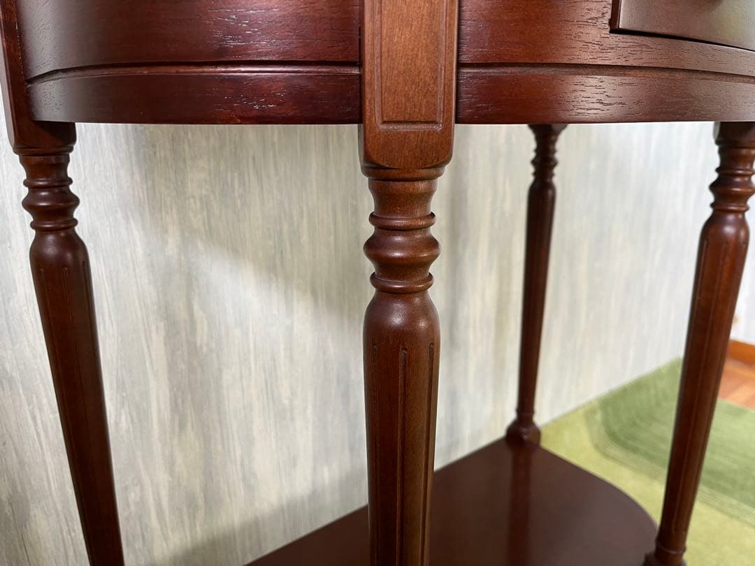 LA CASA 木製オーバル型テーブル 引き出し付き