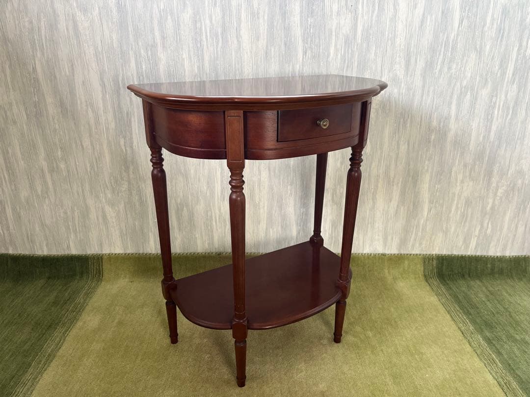 LA CASA 木製オーバル型テーブル 引き出し付き