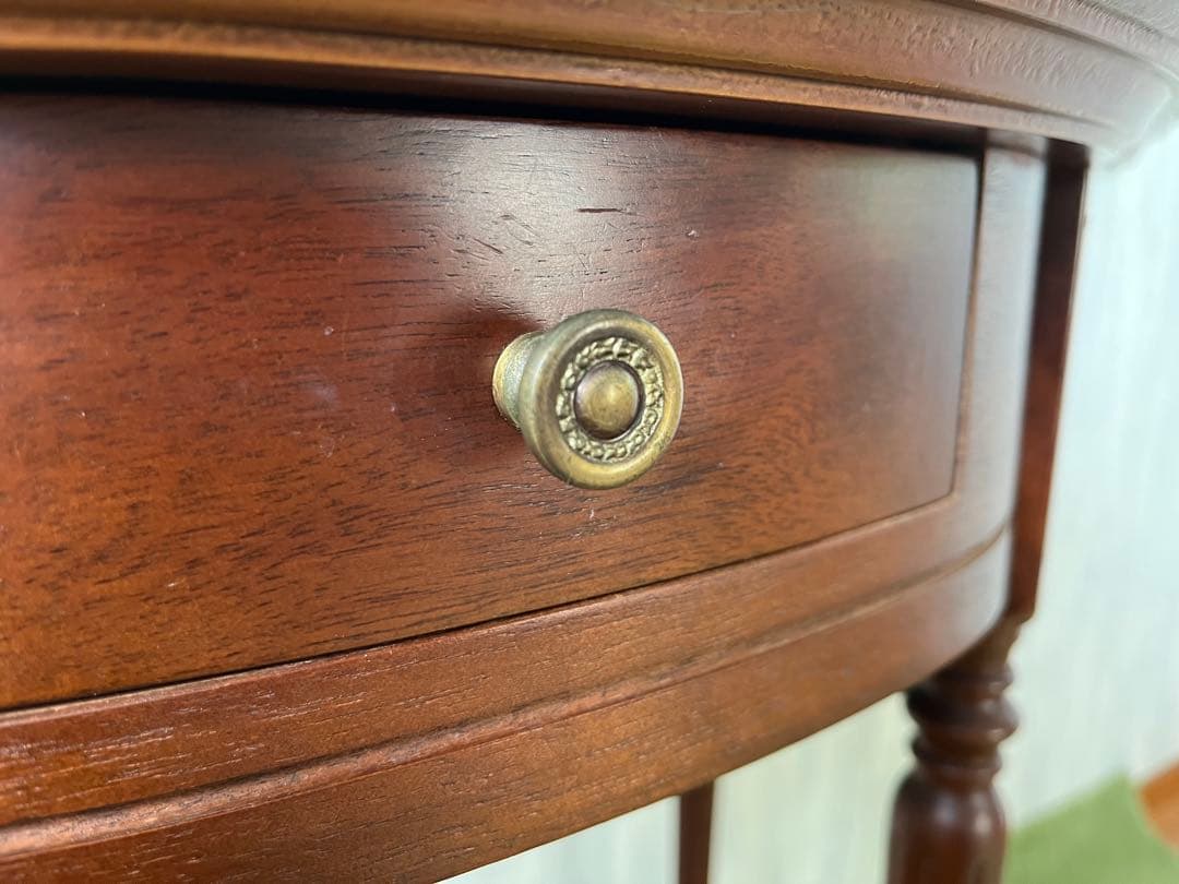 LA CASA 木製オーバル型テーブル 引き出し付き