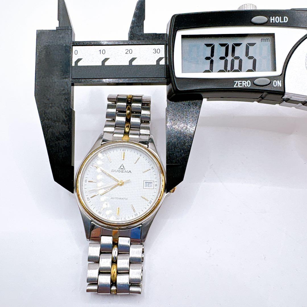 稼働品 DUGENA ドゥゲナ 自動巻き ツートン ホワイト文字盤 腕時計