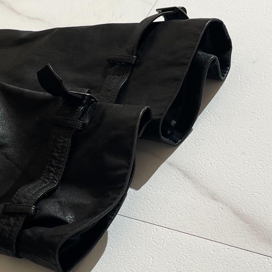 【希少】オールレザートレンチコート 牛革 Lサイズ ロング丈 ベルト ブラック