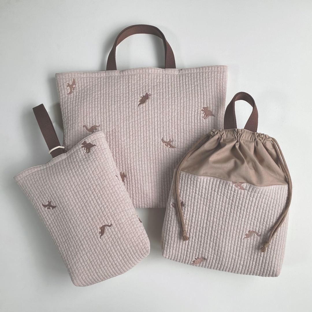 ヌビ　入園入学3点セット　恐竜　ダイナソー　モカ　ブラウン