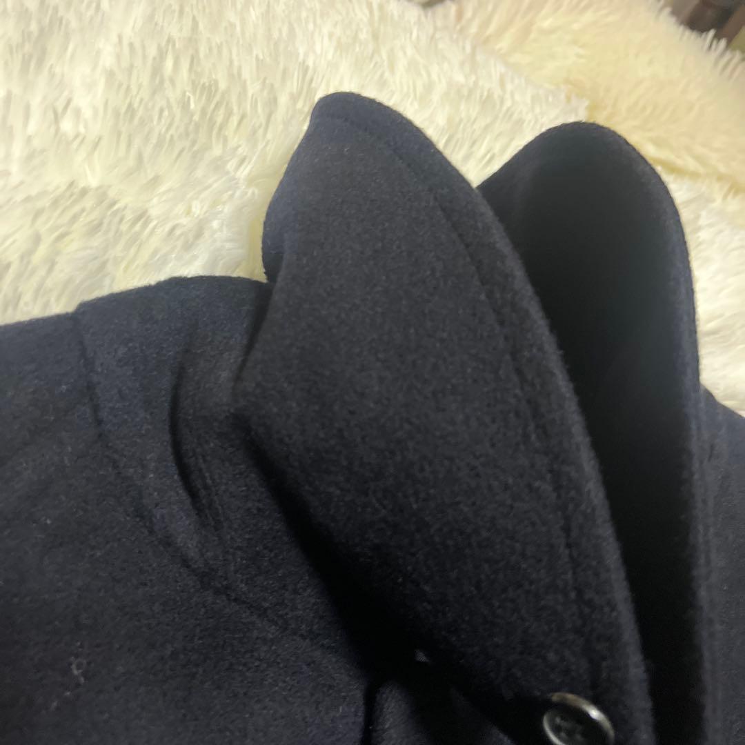 【最高級】バーバリー カシミヤ100% ステンカラーコート 紺 比翼 L相当