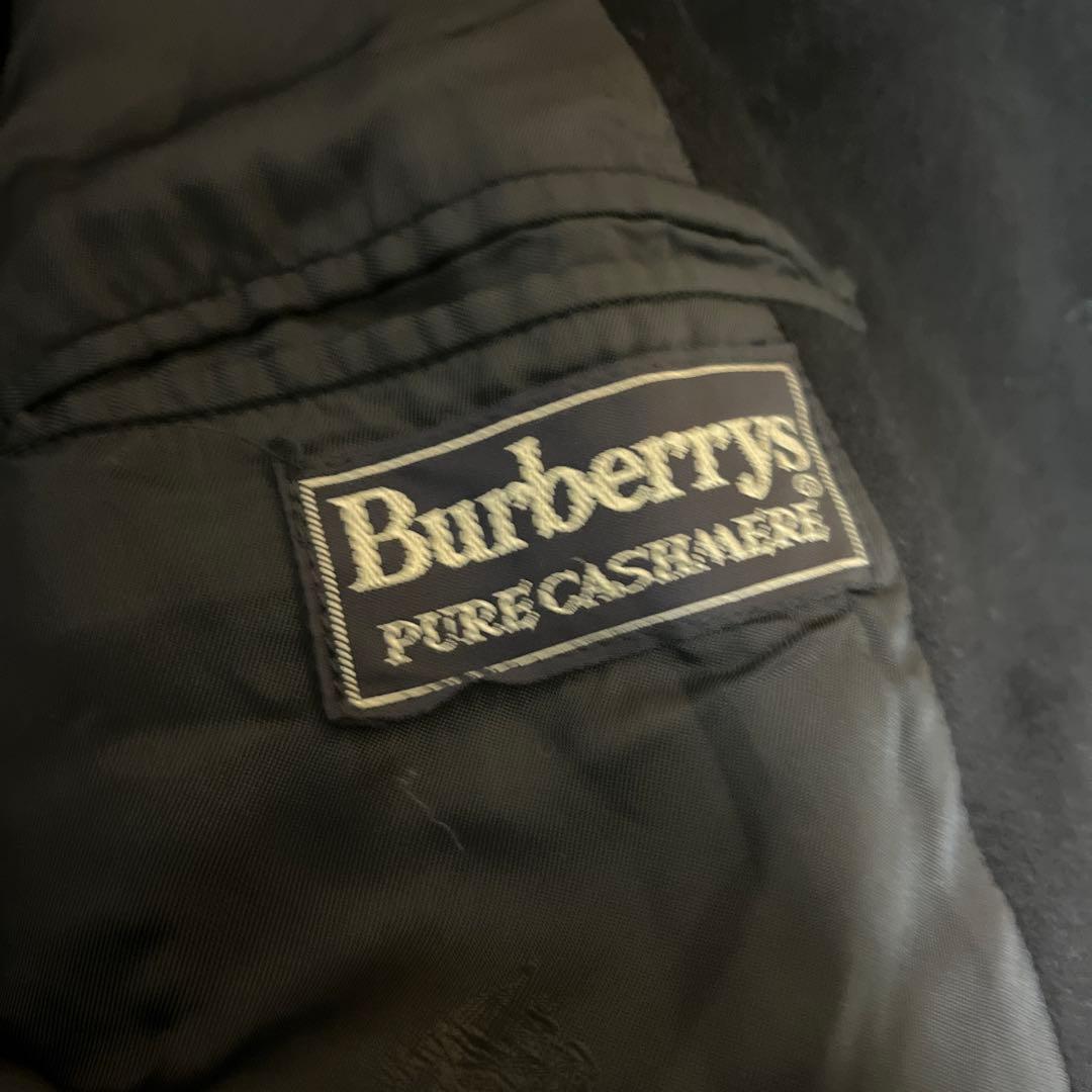 【最高級】バーバリー カシミヤ100% ステンカラーコート 紺 比翼 L相当