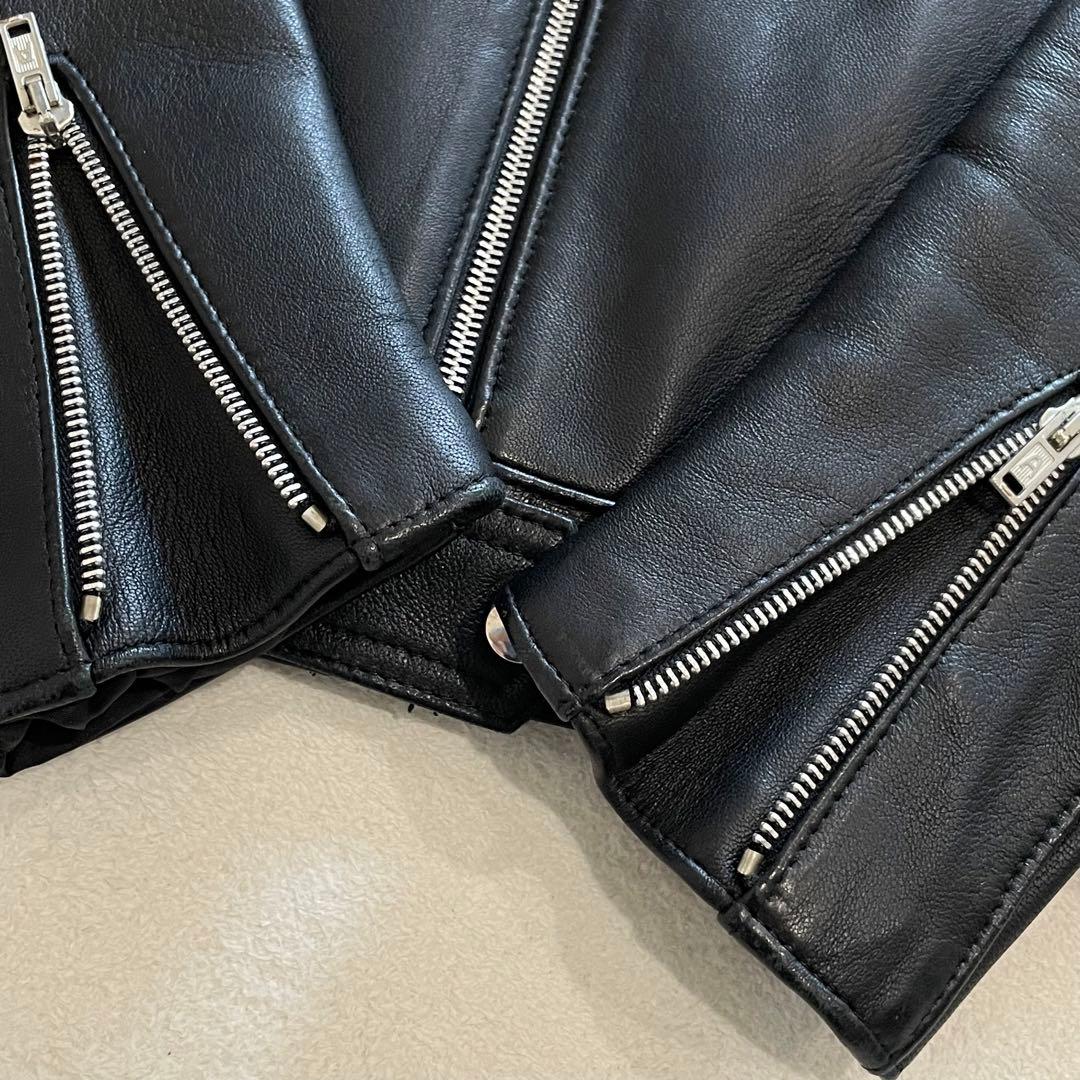 666 LEATHER WEAR レザージャケット ライダース 羊革 黒 英国製