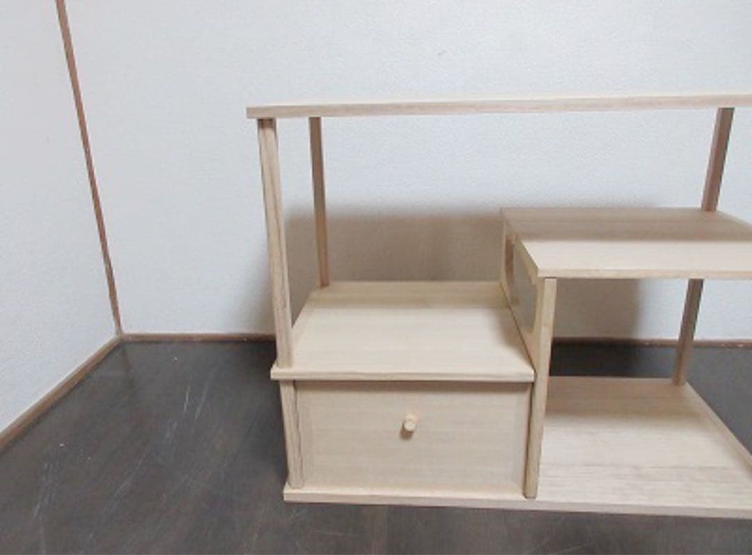 ほぼ未使用 茶道具 善道作 桐木地 利休袋棚 志野棚 組立式 炉用 大棚 共箱