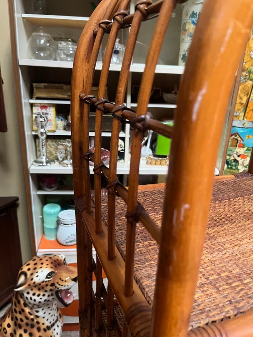 アーチ型 飾り棚 5段 昭和レトロ ラタン 籐棚 インテリア