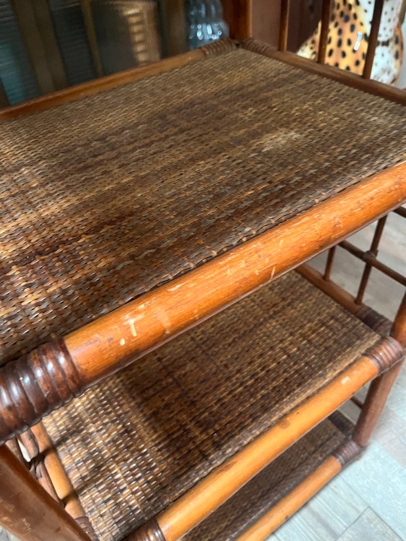 アーチ型 飾り棚 5段 昭和レトロ ラタン 籐棚 インテリア