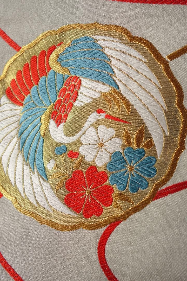 七五三　袋帯　正絹　丸紋　鶴