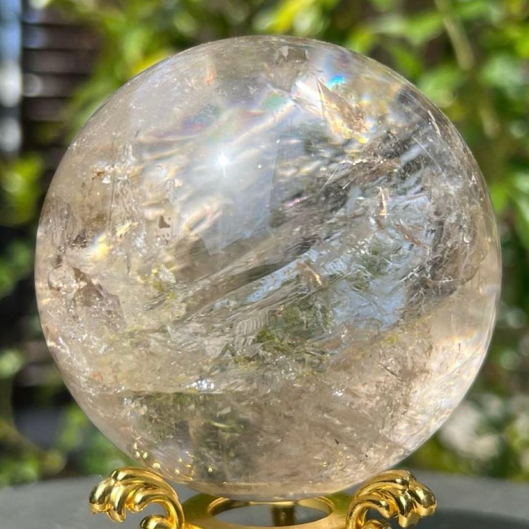 ✨存在際立つ美しさとハイパワー❗✨最高級 ライトニング水晶 丸玉 天然石 原石