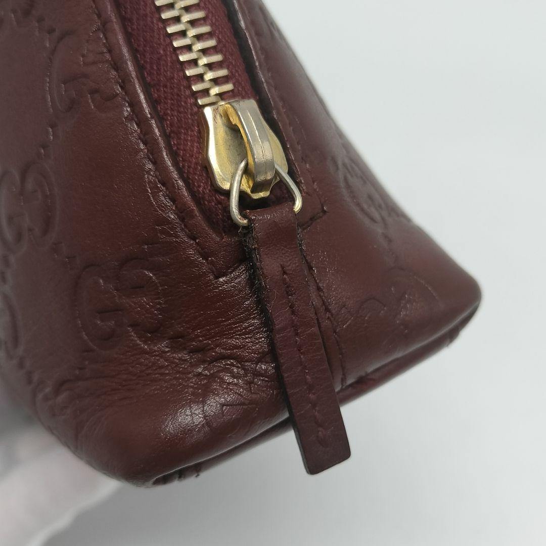 極美品✨グッチ　化粧ポーチ　コスメポーチ　赤茶　レザー