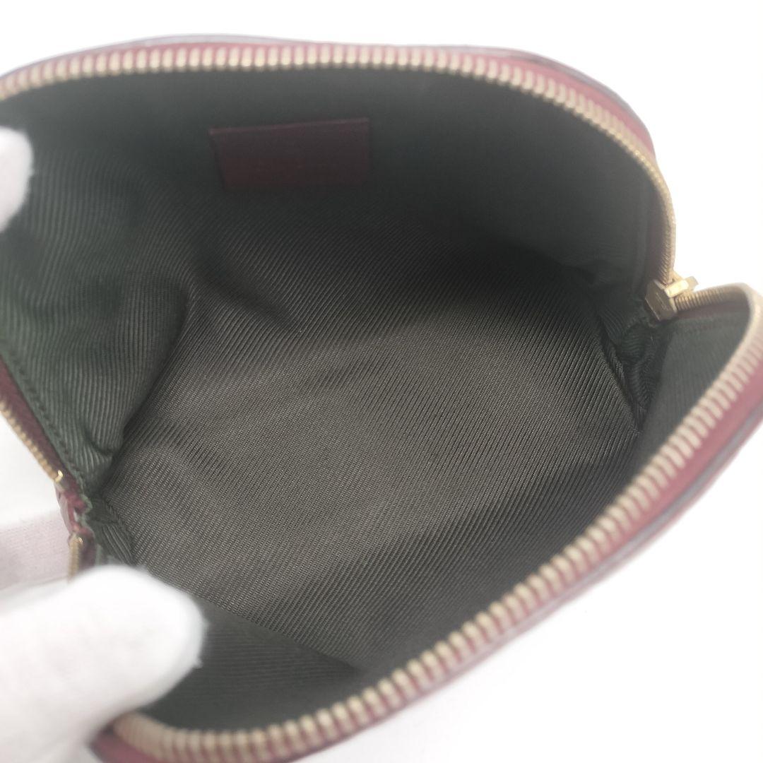 極美品✨グッチ　化粧ポーチ　コスメポーチ　赤茶　レザー