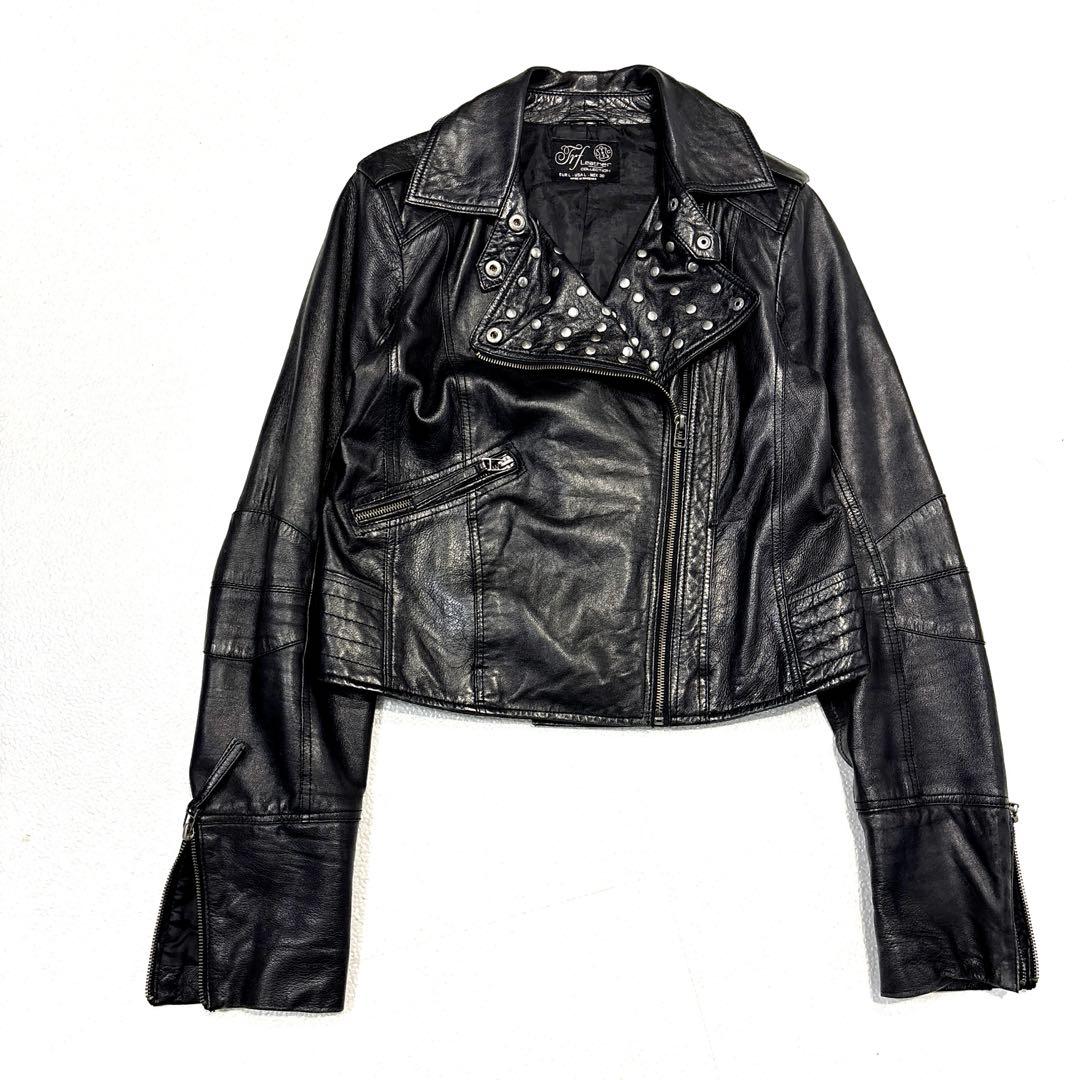 専用【希少/サイズL】ZARA　ラムレザー　ダブルライダースジャケット　スタッズ