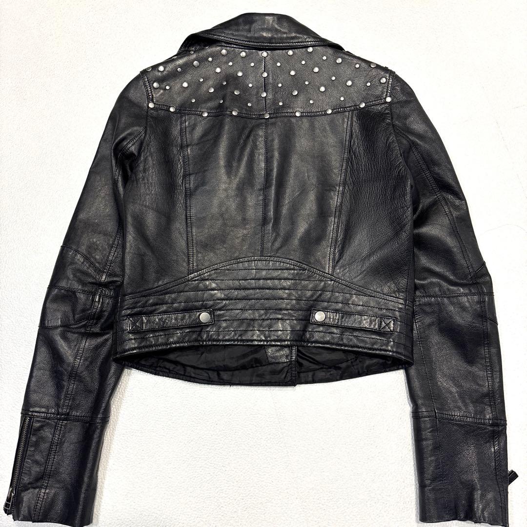 専用【希少/サイズL】ZARA　ラムレザー　ダブルライダースジャケット　スタッズ