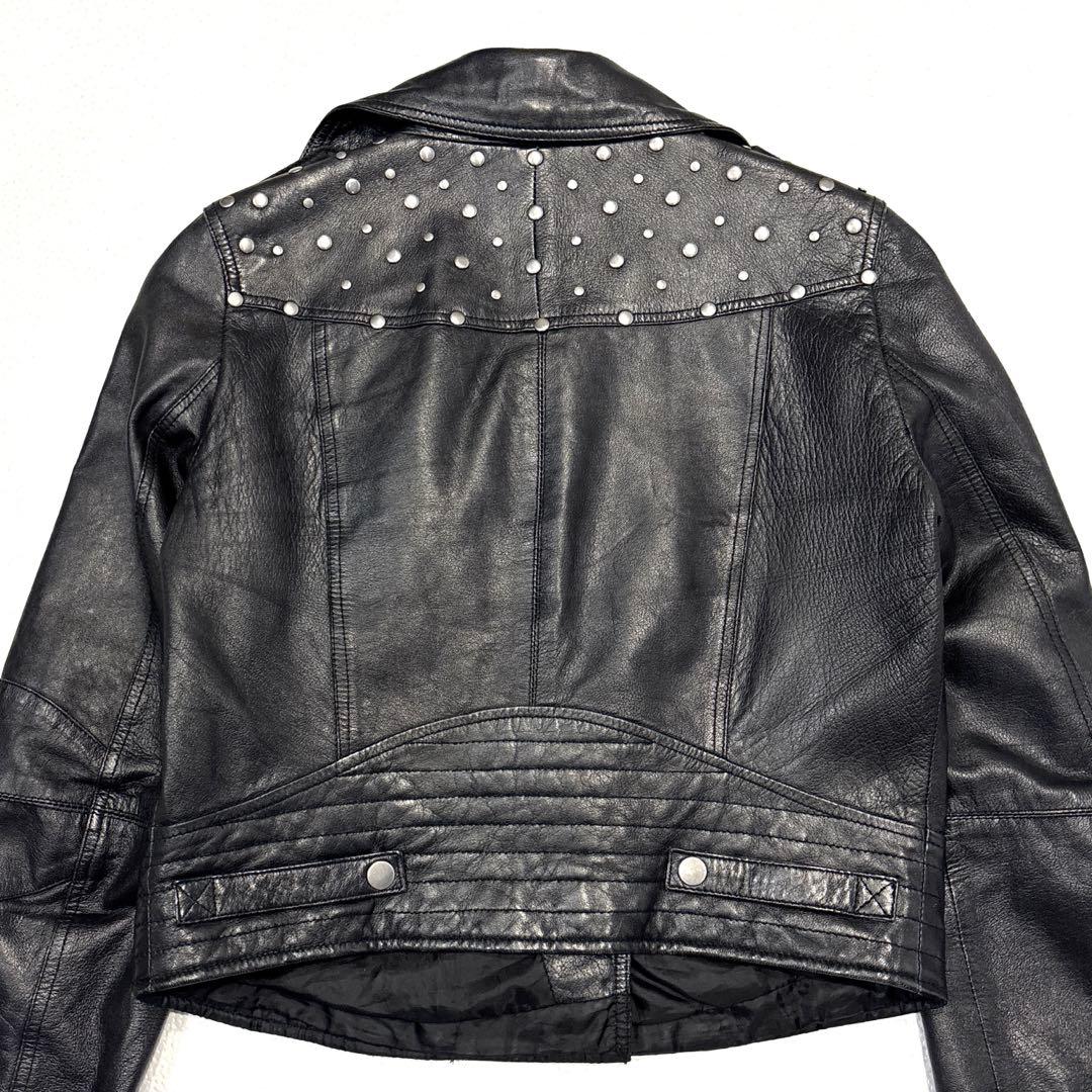 専用【希少/サイズL】ZARA　ラムレザー　ダブルライダースジャケット　スタッズ