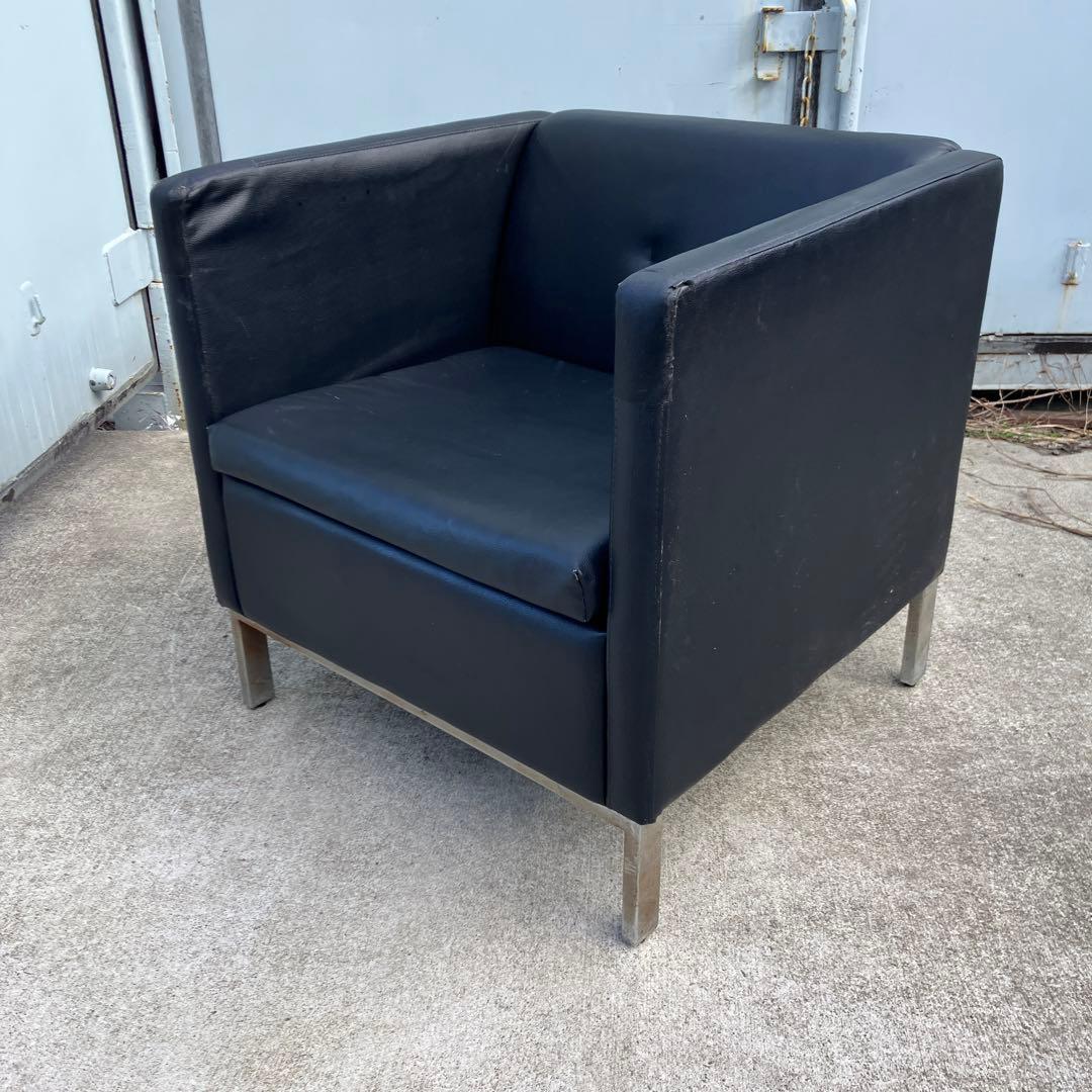 北欧レトロ アイアンフレーム ボックスソファー アームチェア 一人掛けソファー