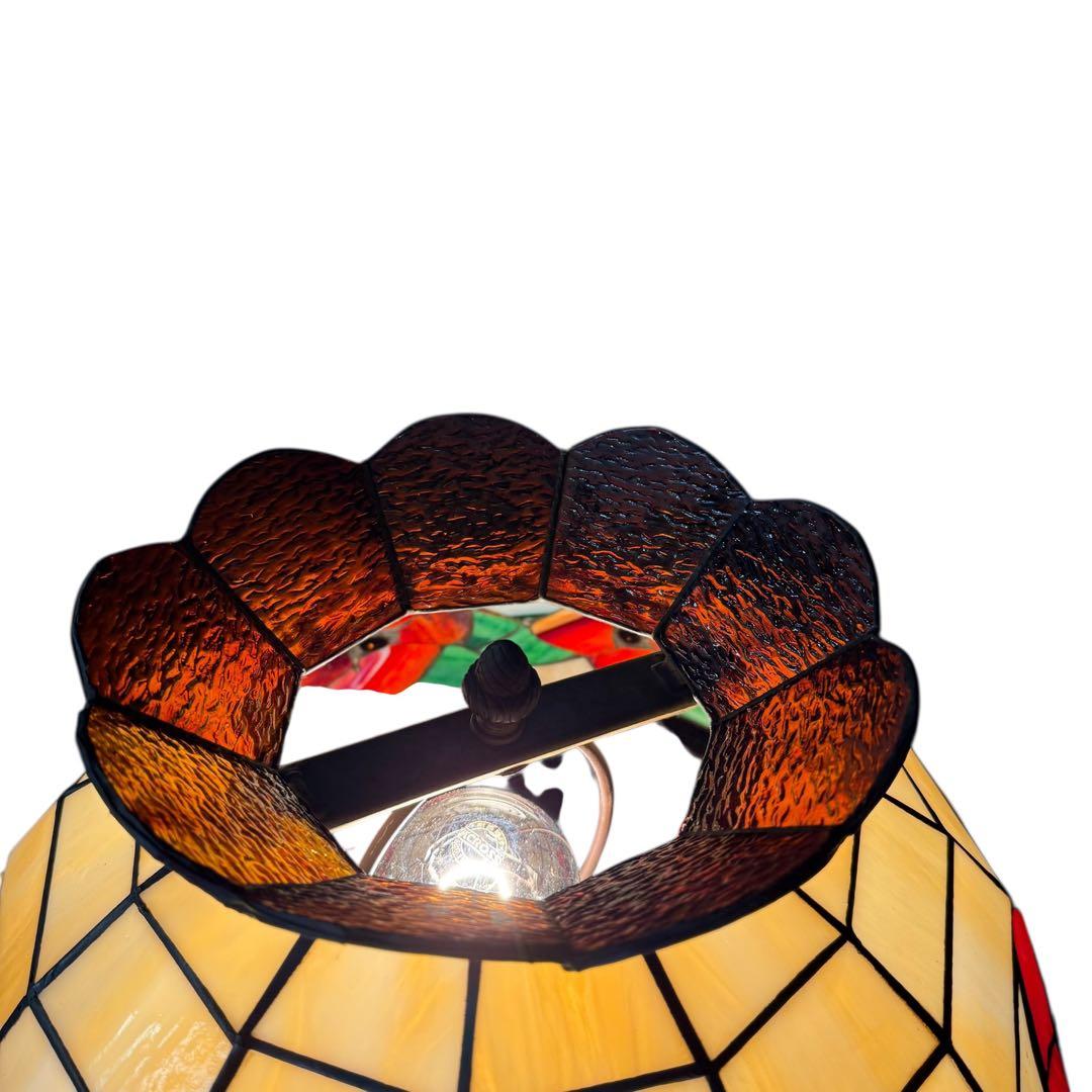 HR874 【希少】古いステンドグラスライト　照明　スタンドライト　テーブル付き