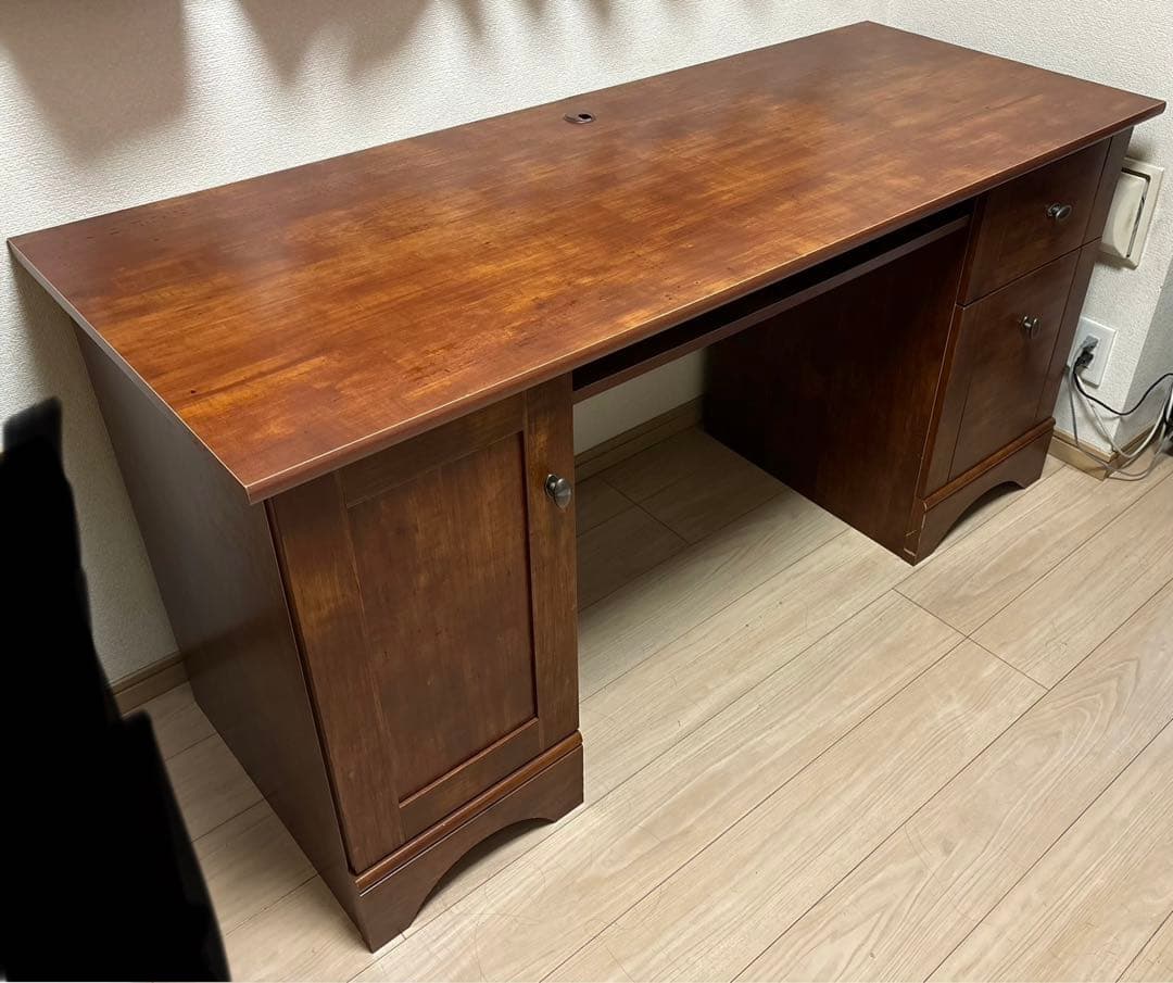 木製 パソコンデスク 机　引き出し、収納付き
