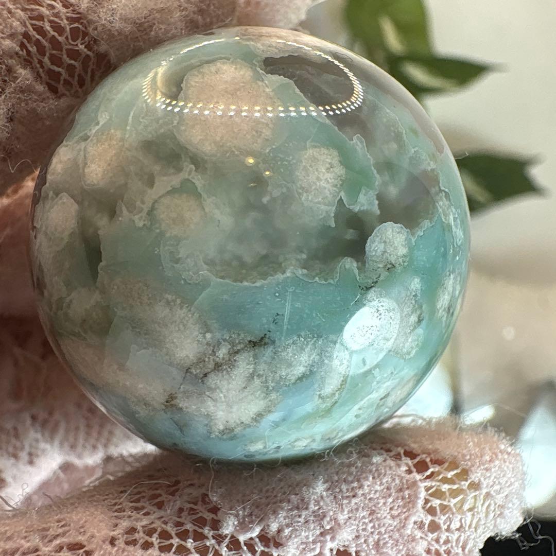 Ruby様レア♡高品質 グリーン桜瑪瑙スフィアNo.1790