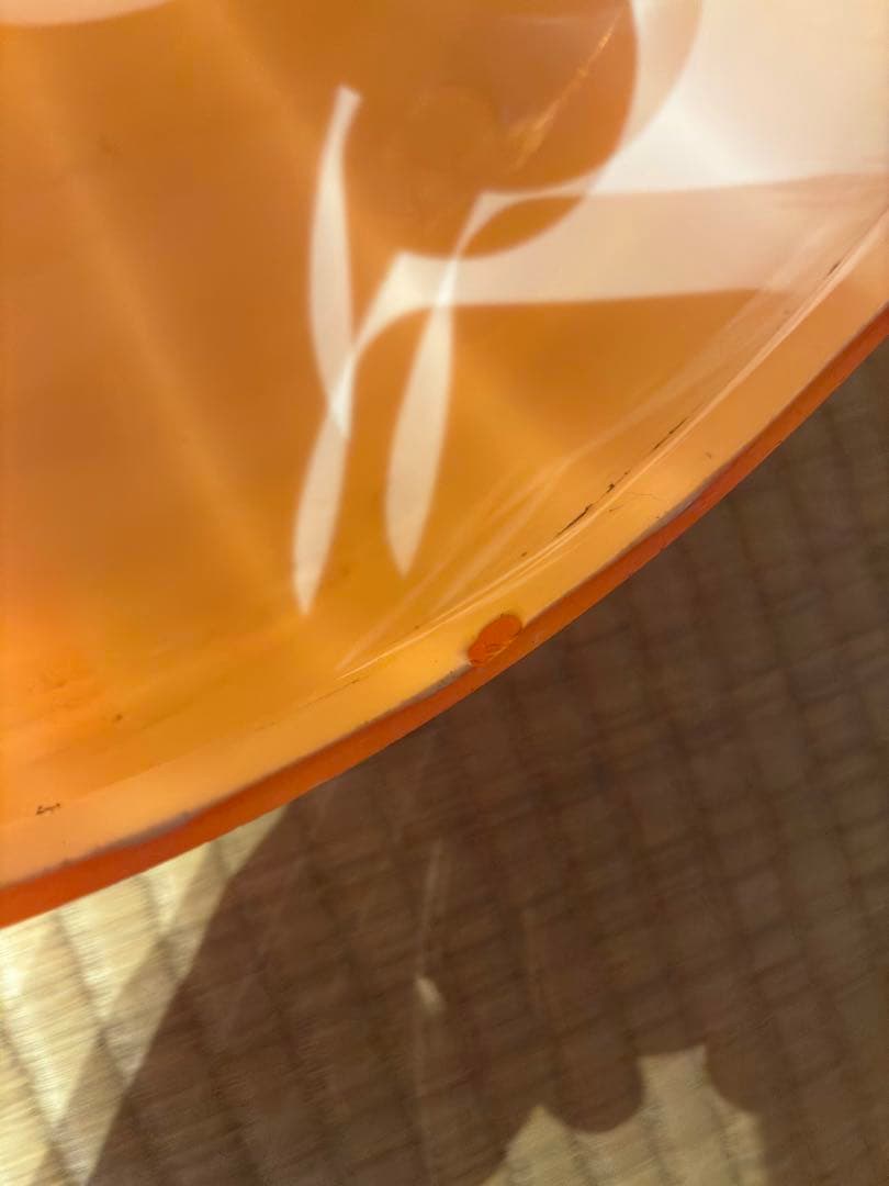 オレンジ　レトロ　ストライプ　ガラスペンダントライト