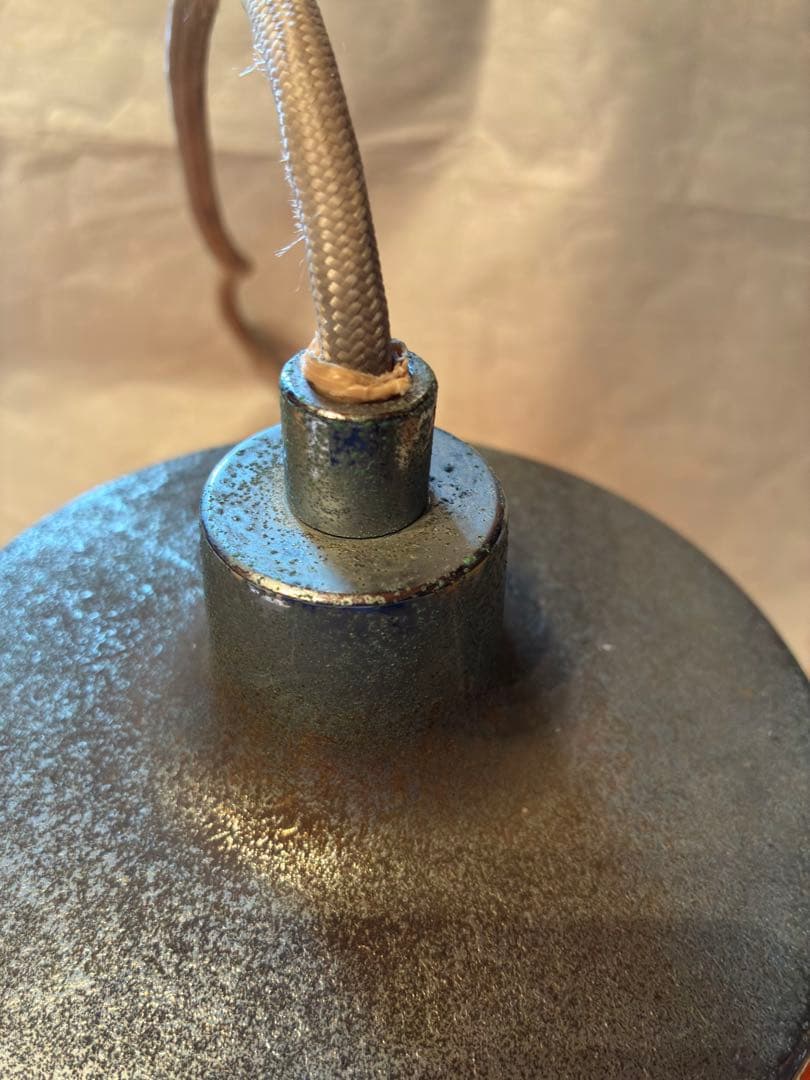 オレンジ　レトロ　ストライプ　ガラスペンダントライト