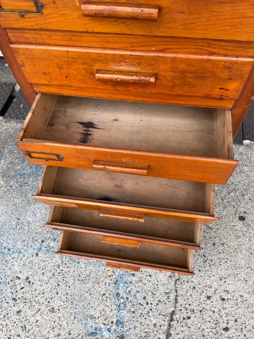 USアンティーク 古い木の引出し チェスト 書類ケース 棚 古家具 ヴィンテージ