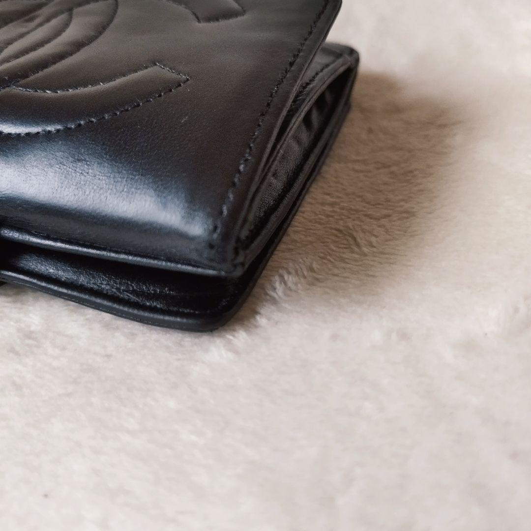 CHANEL シャネル　ラムスキン　 二つ折り財布　レザー　ブラック　ココマーク