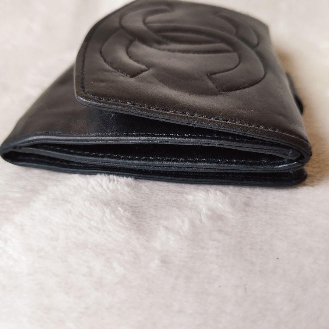 CHANEL シャネル　ラムスキン　 二つ折り財布　レザー　ブラック　ココマーク