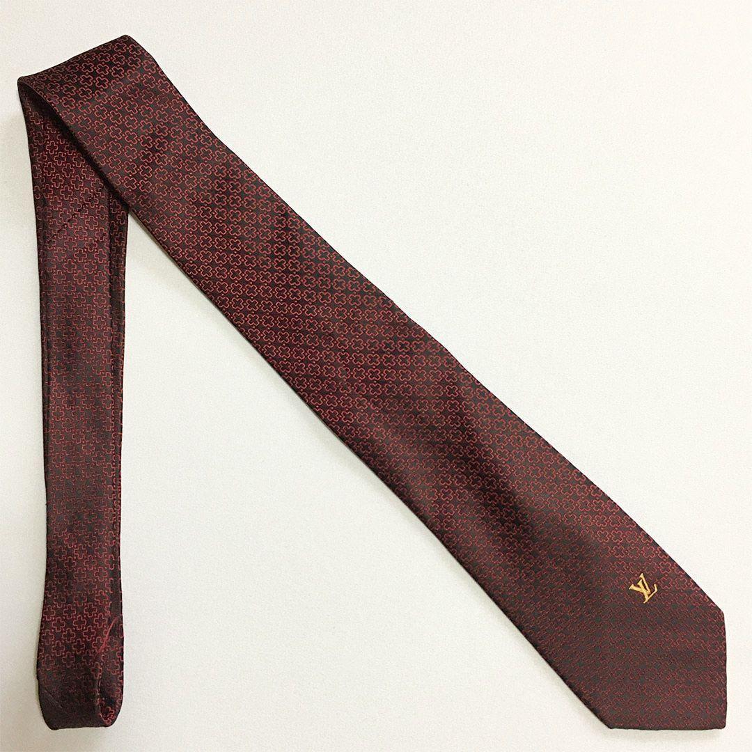 未使用級 ルイヴィトン Louis Vuitton ネクタイ ワインレッド 総柄